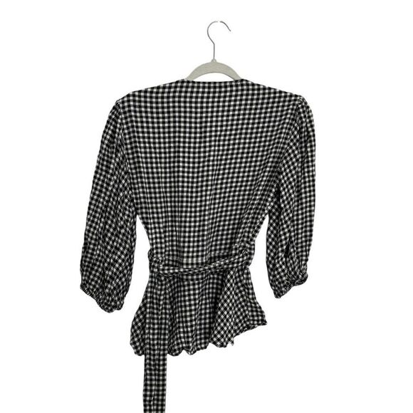 GANNI Gingham Wraparound Top Blouse - Picture 6 of 8
